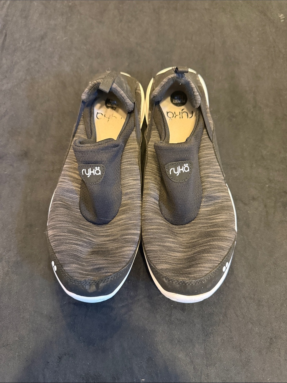 Ryka Slip-On Athletic Shoes in Black and White